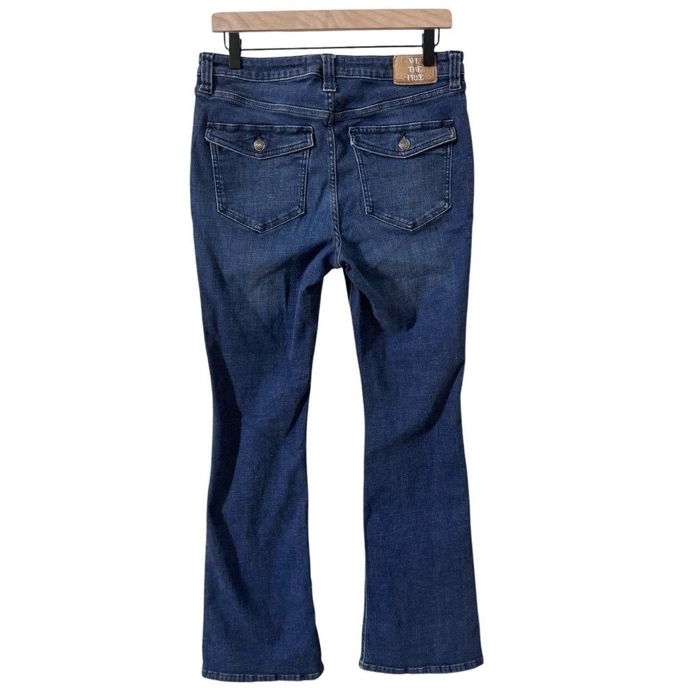 Free People We The Free Varsity Blues Sim Boot Flare Mid Rise Jeans Size 31 - Picture 11 of 16
